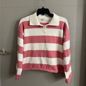 Le Lis Pink and White Striped Crewneck Sweater